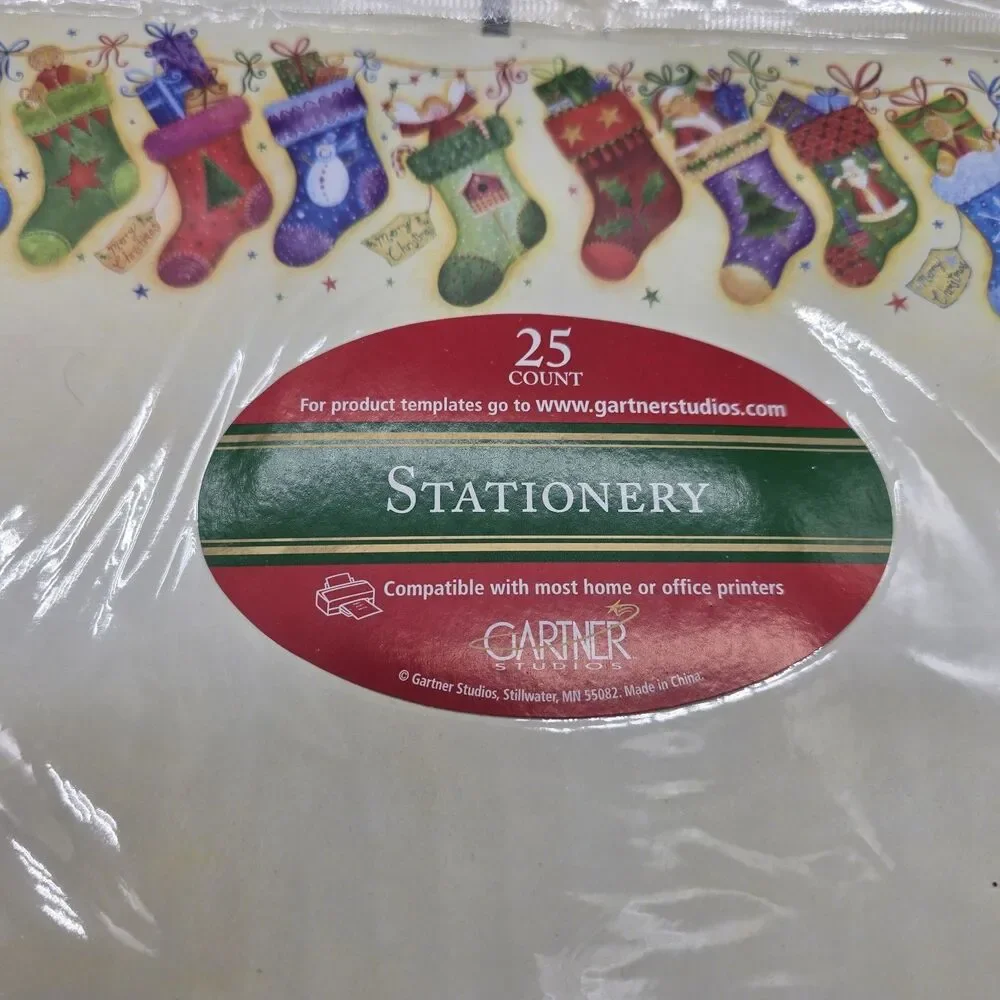 Christmas Stationery Paper Lot 3 Packs Of 25 Printer Compatible Stockings